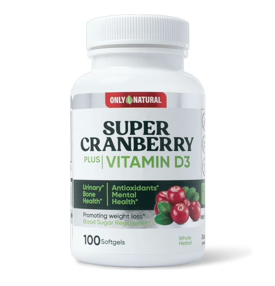 Super Cranberry Plus + Vitamina D3 x100 Cápsulas Only Natural
