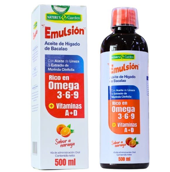 Emulsión Aceite de Hígado de Bacalao 500ml Jarabe Natures Garden