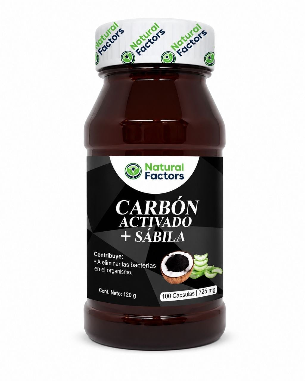 Carbón Activado + Sábila x100 Cápsulas Natural Factors