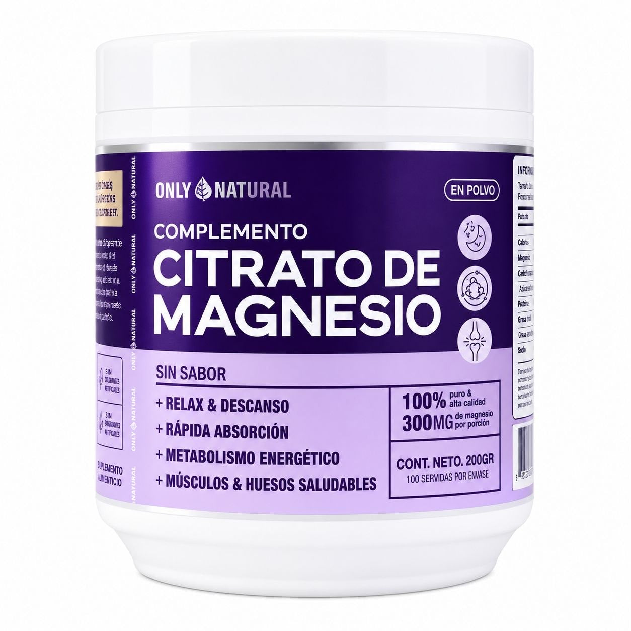 Citrato de magnesio 400gr Polvo Only
