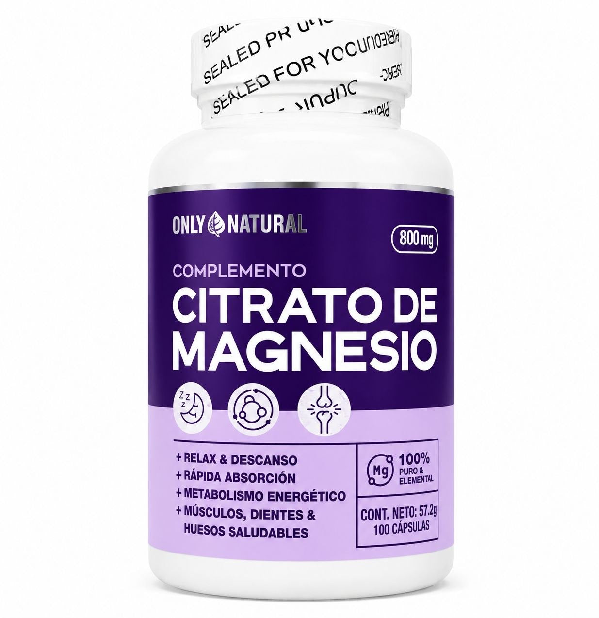 Citrato de magnesio x100 Cápsulas Only Natural
