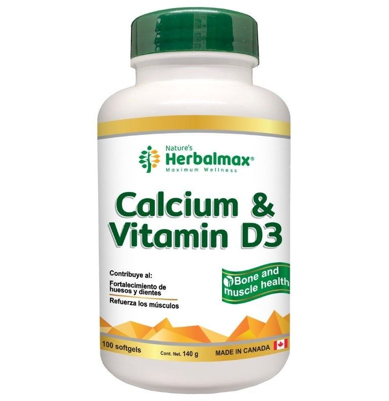 Calcio + Vitamina D3 x100 Cápsulas Herbalmax