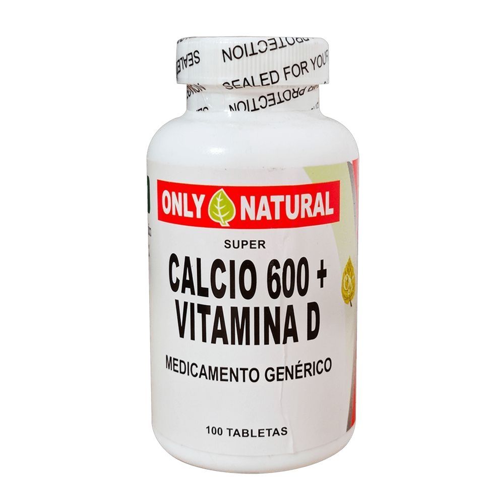 Calcio 600 + Vitamina D x100 Tabletas Only Natural