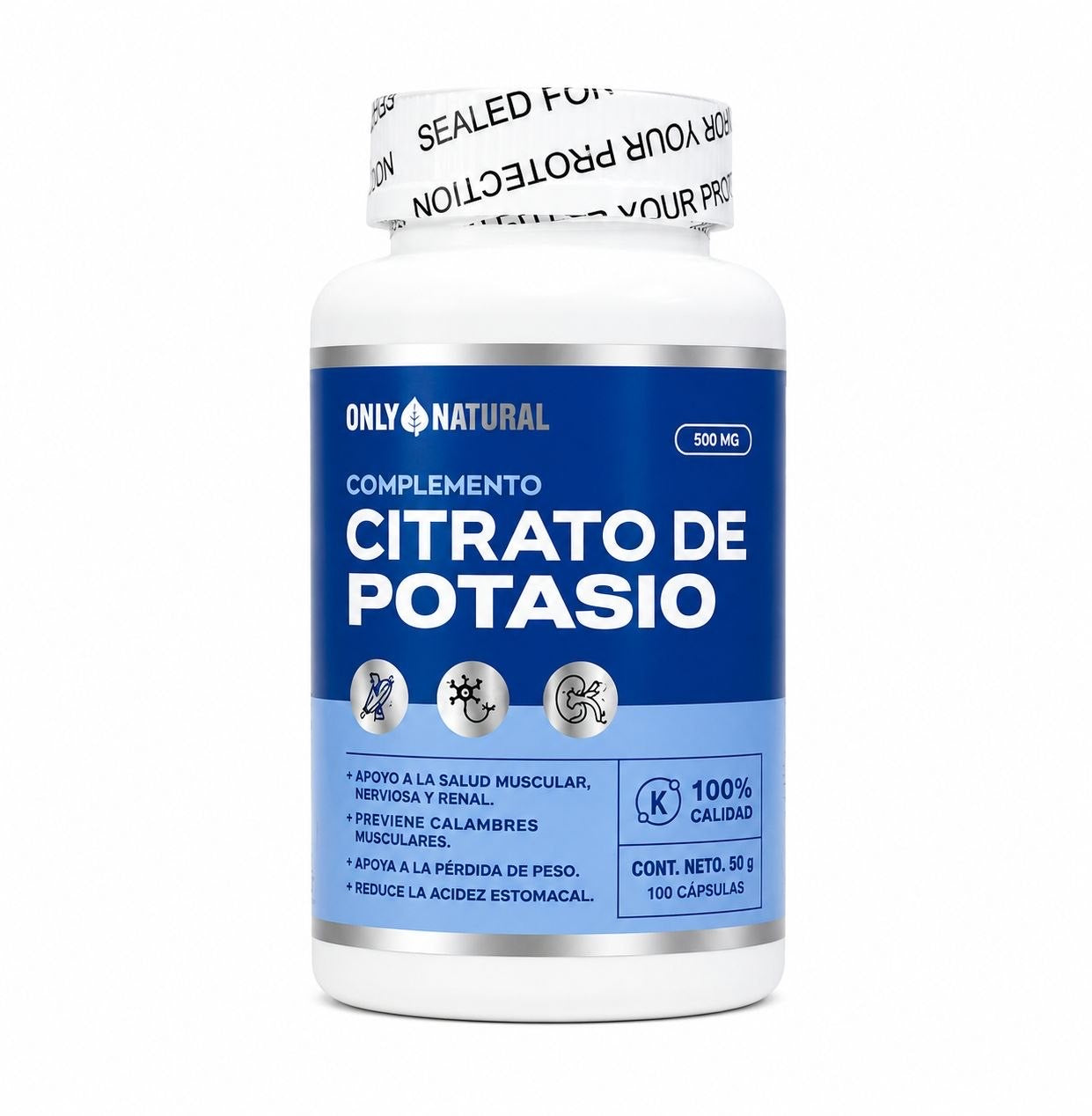 Citrato de potasio x100 Cápsulas Only Natural