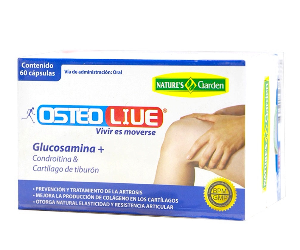 Osteolive + Glucosamina + Condroitina + Cartílago de Tiburón 60 Cápsulas Nature’s Garden