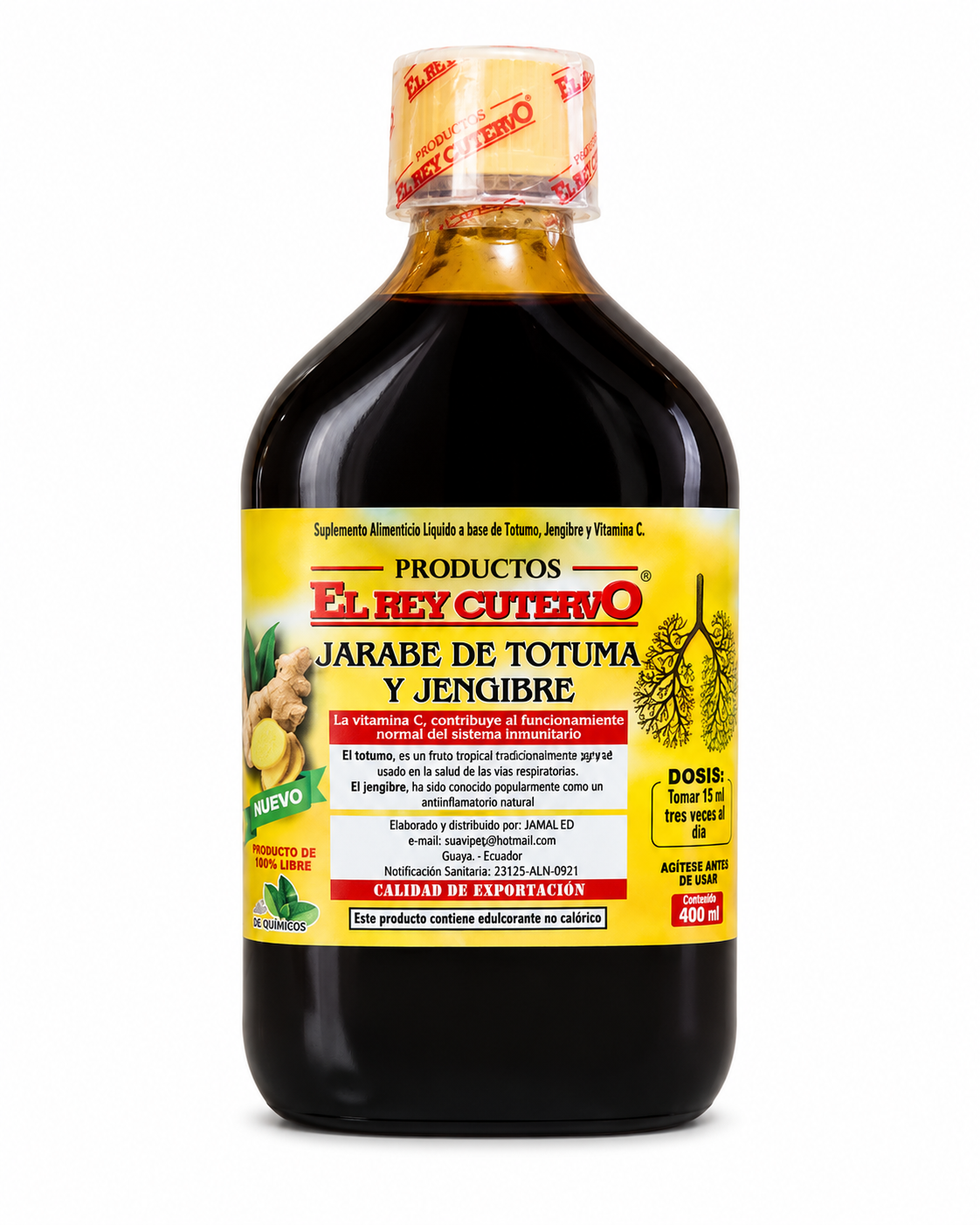 Totumo y Jengibre 400ml Jarabe Rey cutervo