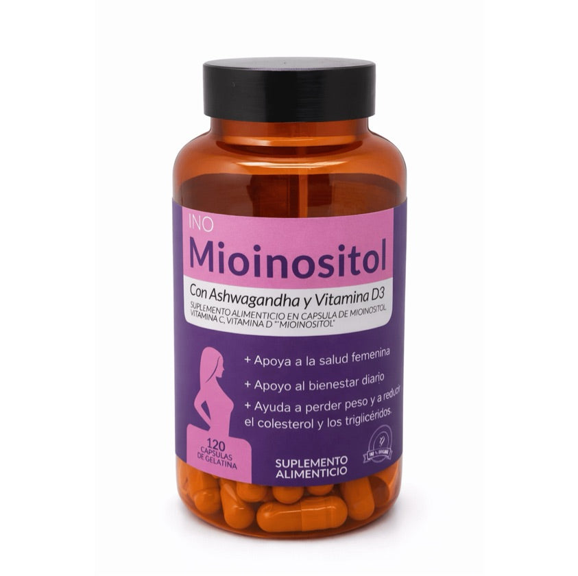 Mio Inositol + Ashwagandha + Vitamina D3 de 120 Cápsulas Naturals Plast