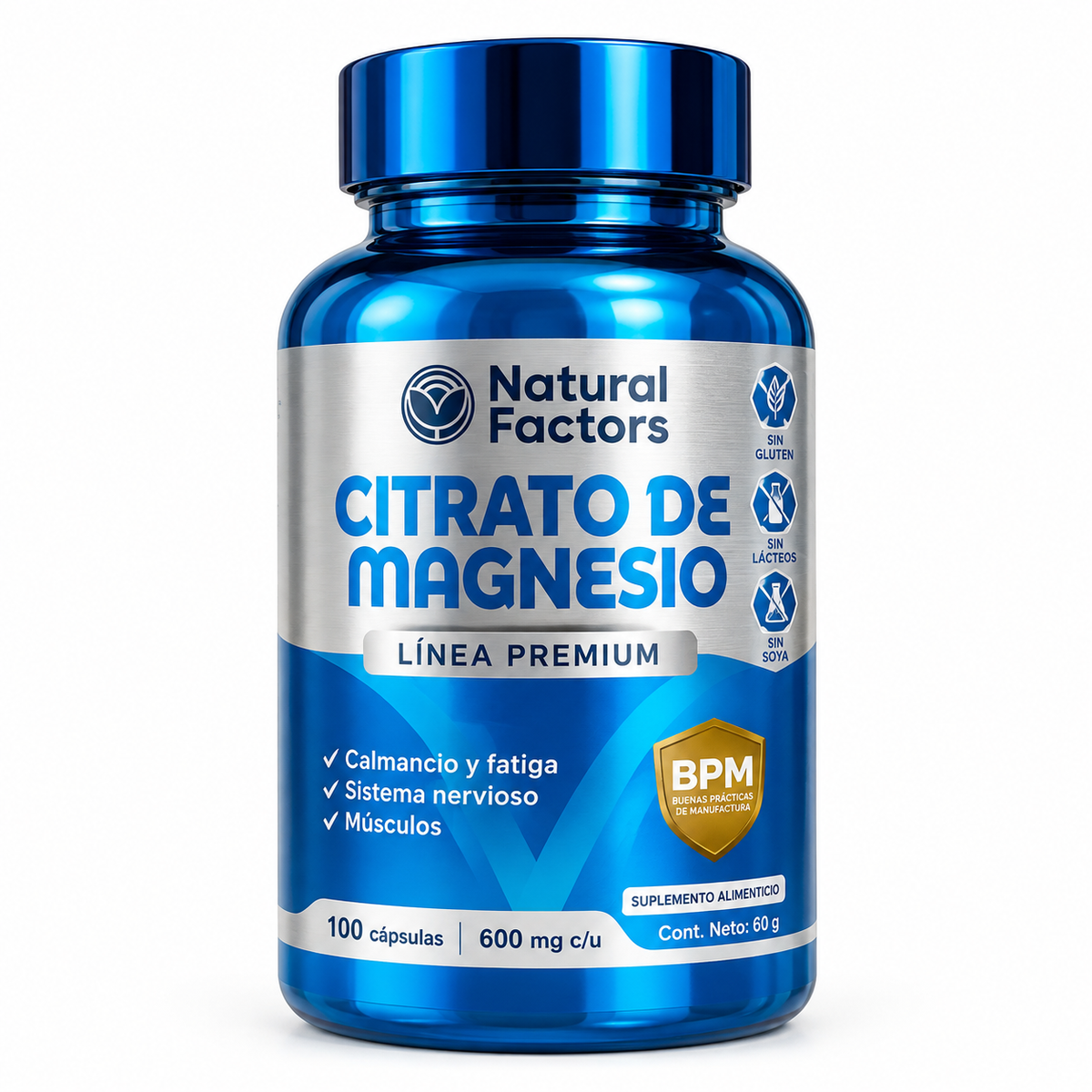 Citrato de Magnesio x 100 Cap. Natural Factor